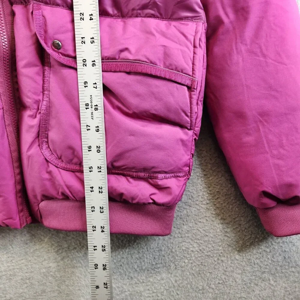 Ivivva Jacket Girls 14 Pink Down Puffer Coat By Lululemon Hide Away Hood Quilted